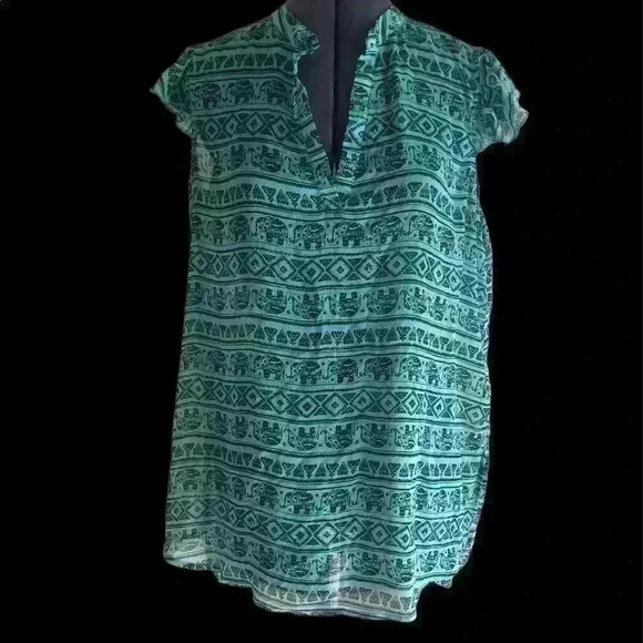 no boundaries teal black elephant sheet sleeveless tunic top labeled xl - Picture 1 of 7